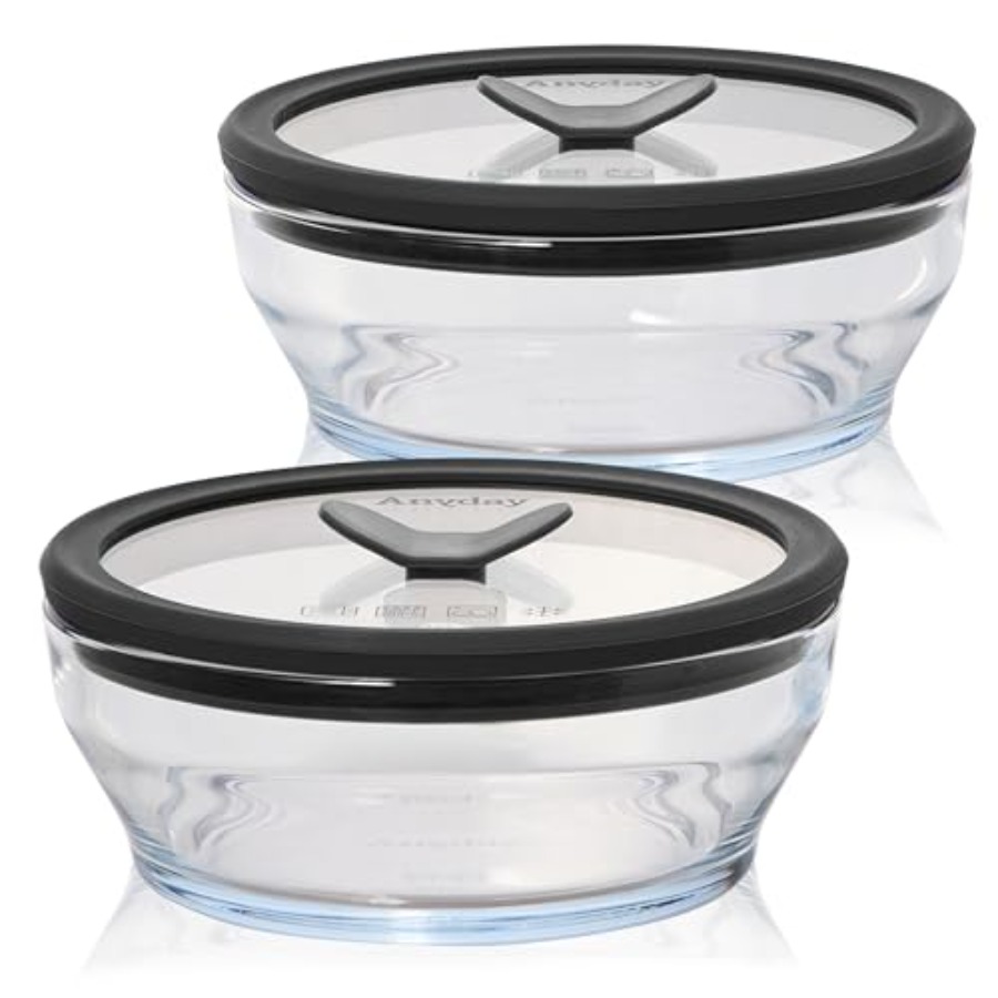 Meal Prep Glass Containers With Lids - Lot de 2 récipients de conservation