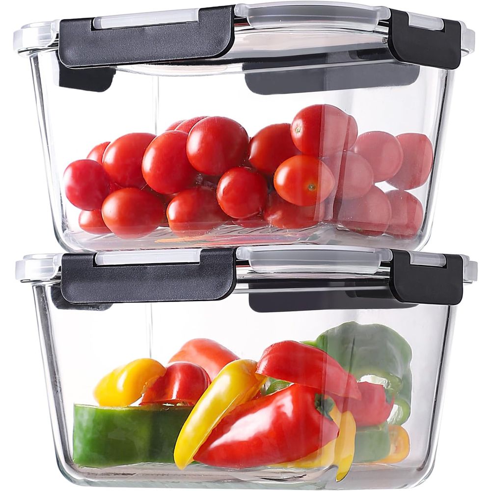 Meal Prep Glass Containers With Lids - Ensemble de 4 récipients de conservation