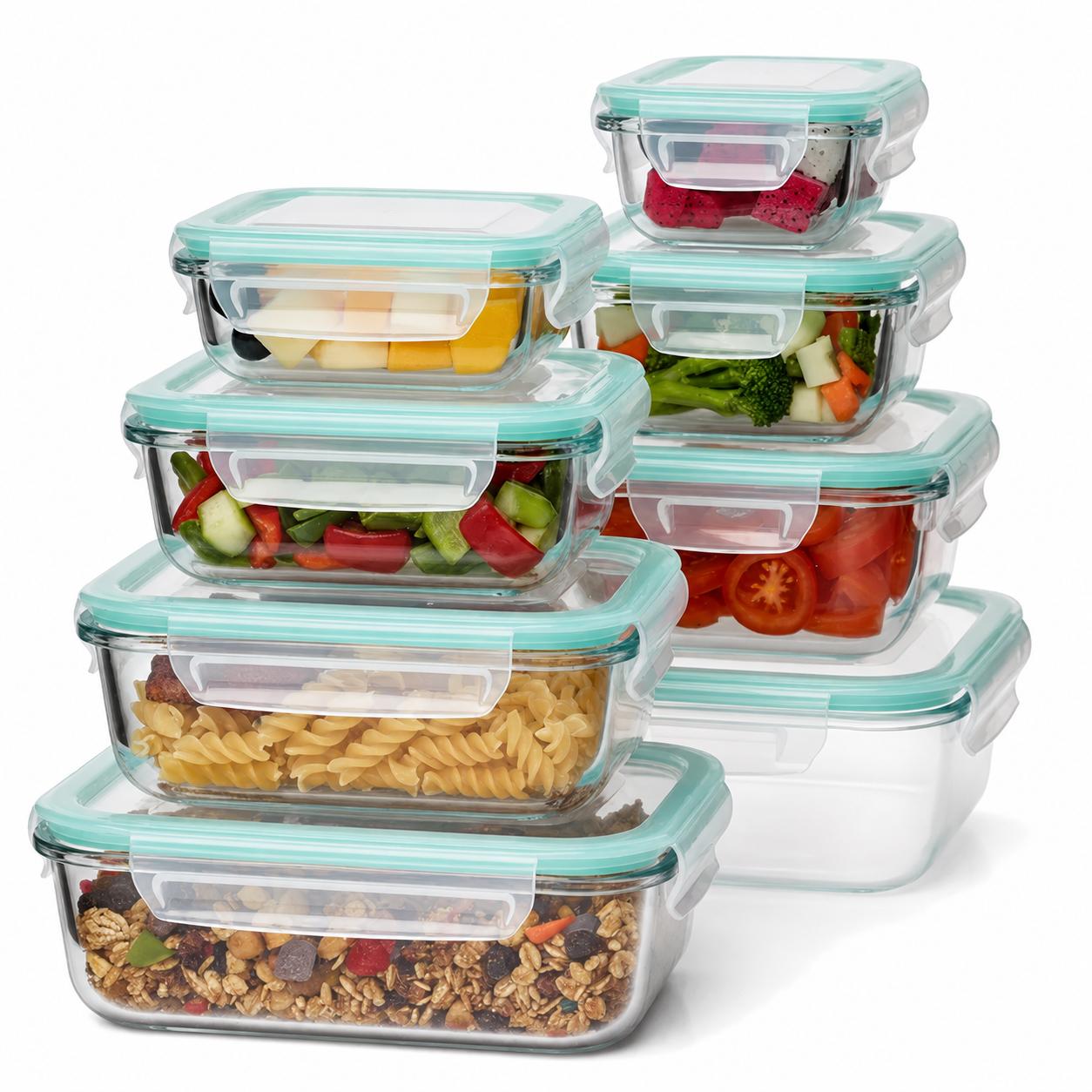 Meal Prep Glass Containers With Lids - 8 récipients de conservation alimentaire en