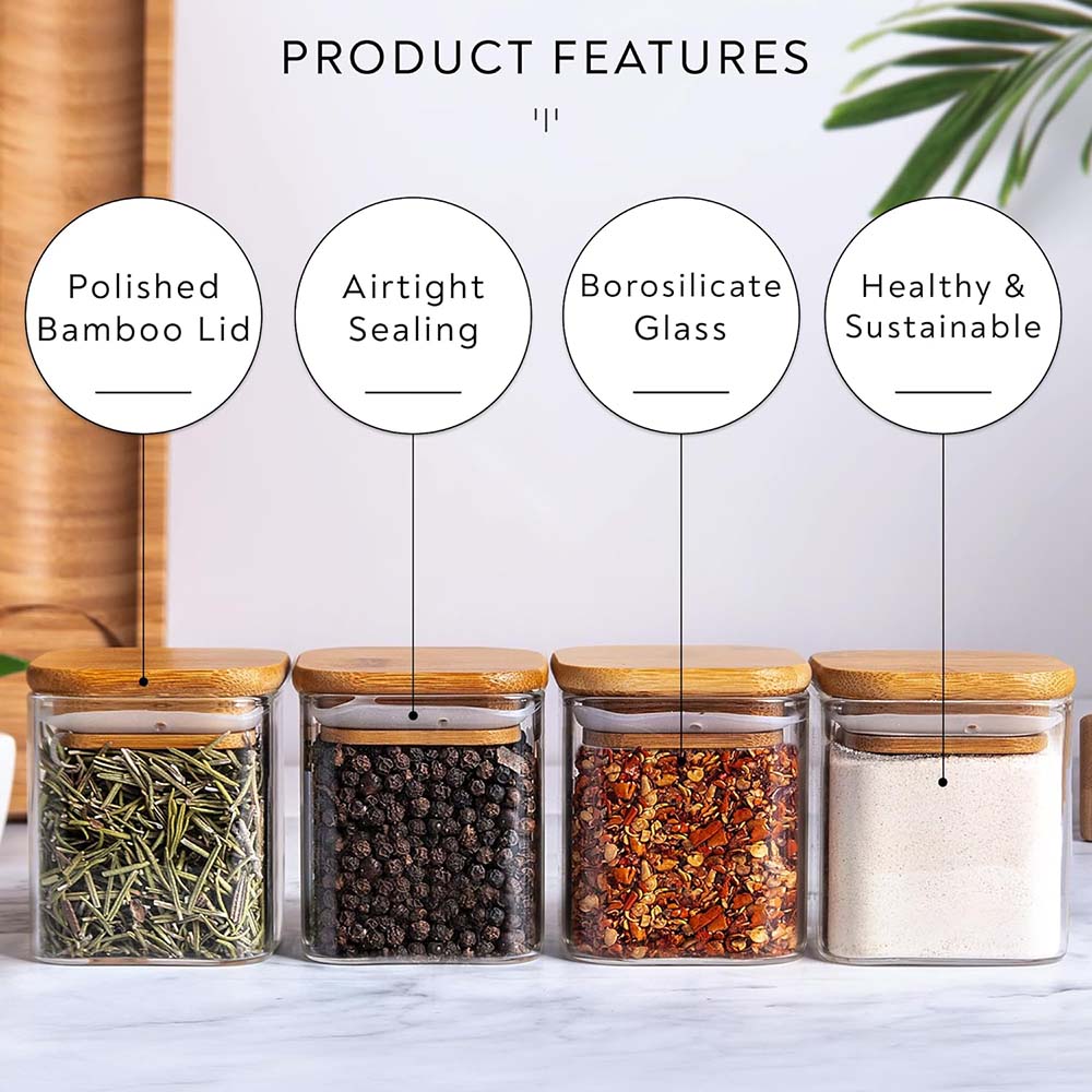 Bocaux à Épices Carrés en Verr - Meal Prep Glass Containers With Lids avis et prix