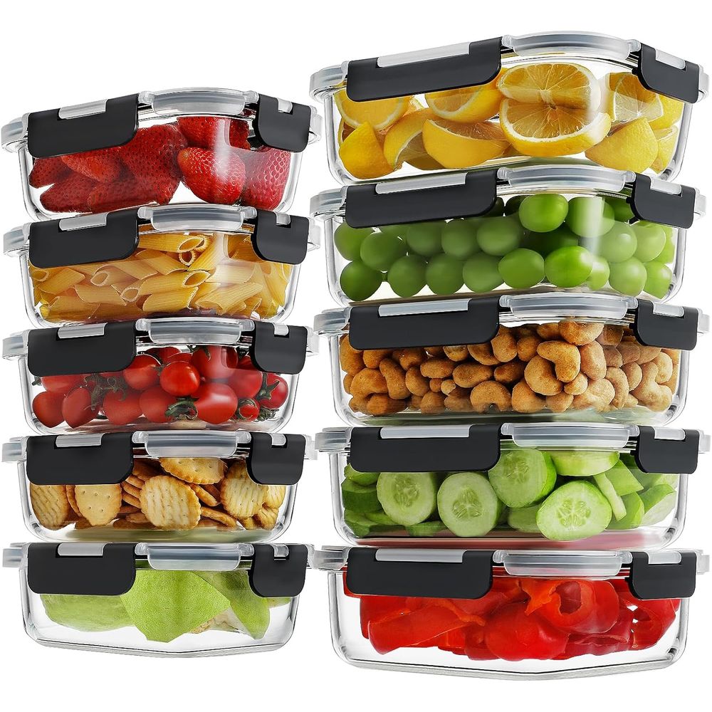 Lot de 10 contenants de prépar - Meal Prep Glass Containers With Lids avis et prix