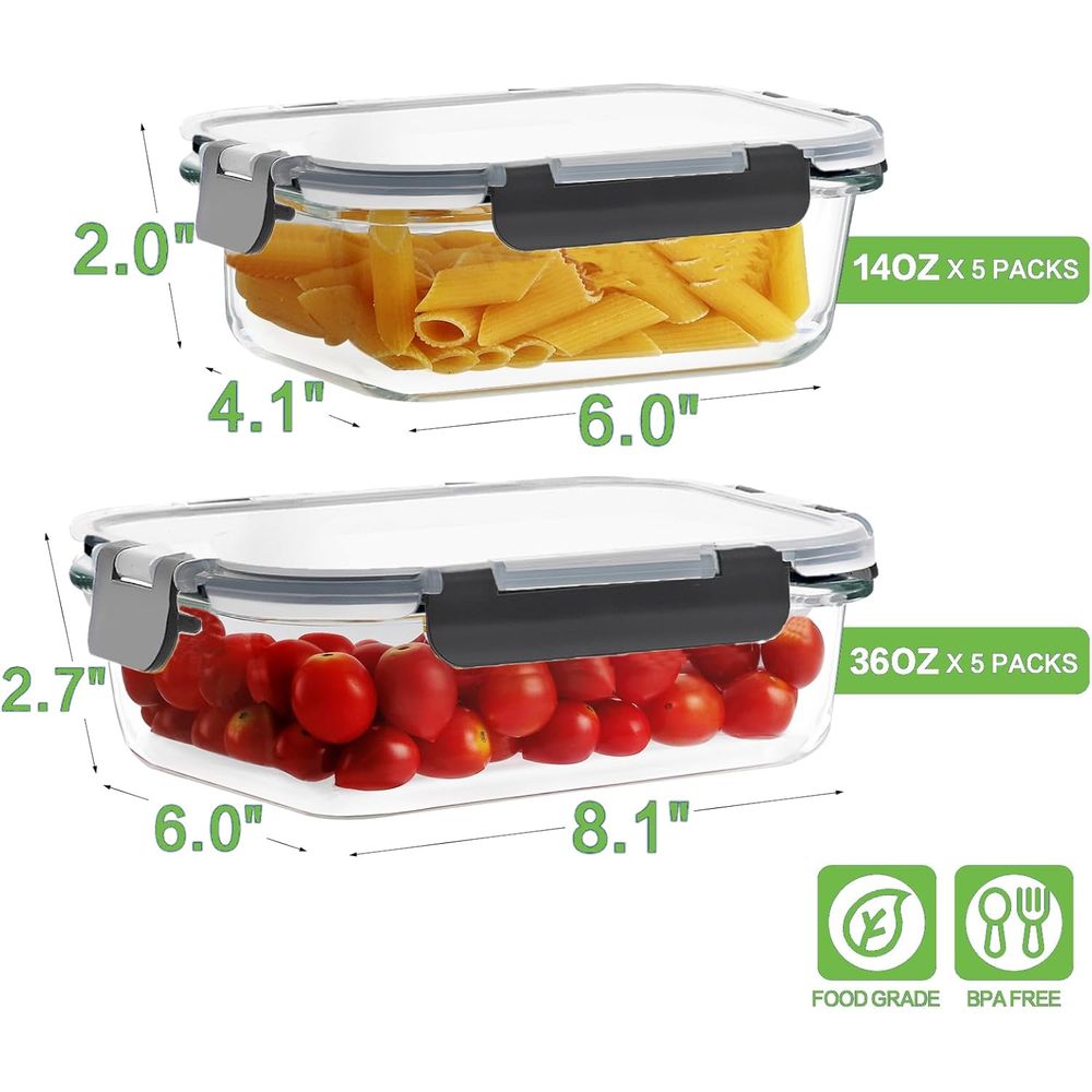 Lot de 10 contenants de prépar - Meal Prep Glass Containers With Lids avis et prix