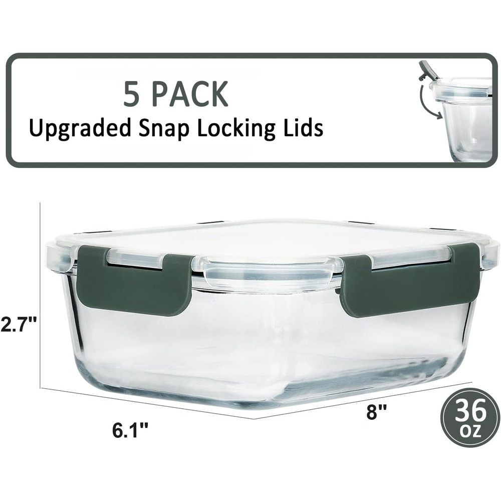 5 packs, contenants en verre p - Meal Prep Glass Containers With Lids avis et prix