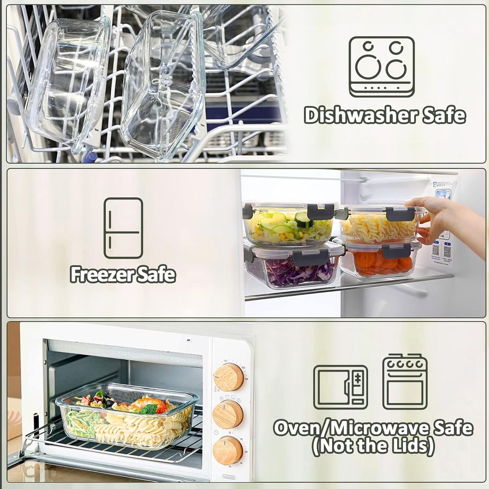 5 packs, contenants en verre p - Meal Prep Glass Containers With Lids avis et prix